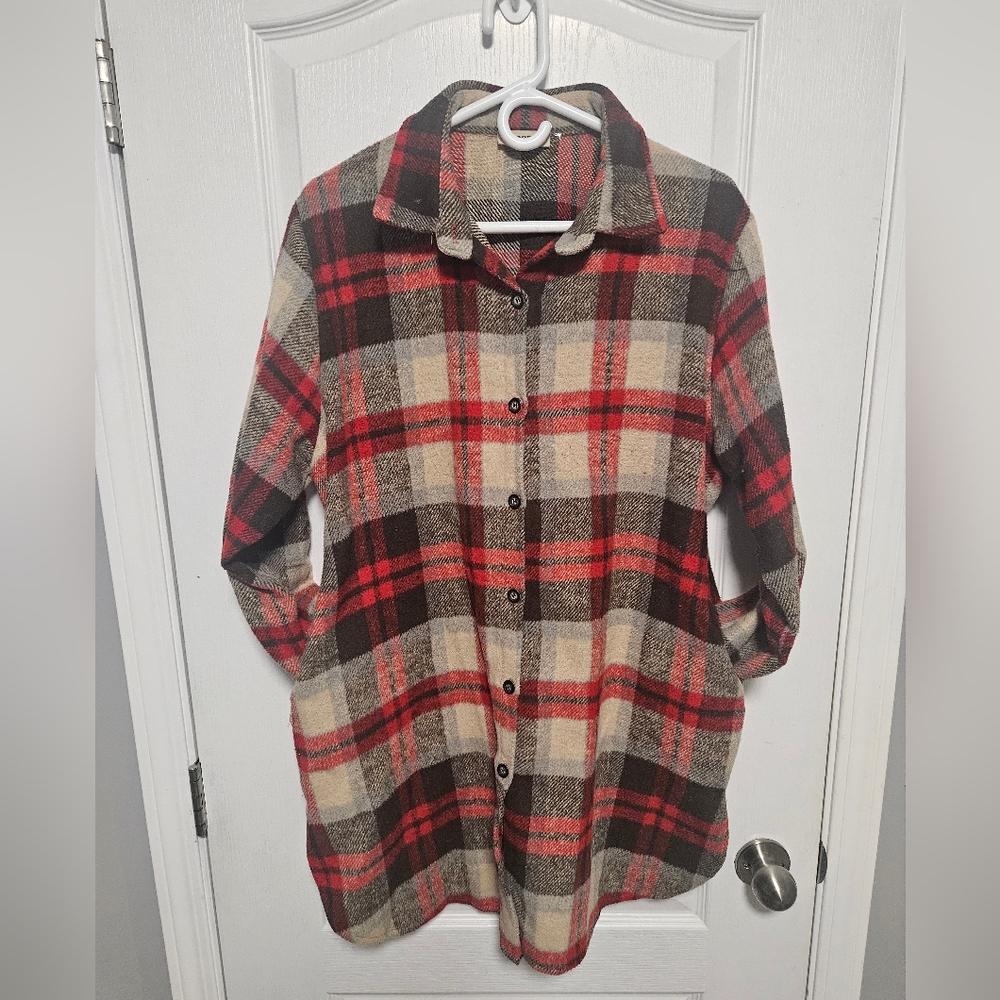 Plaid Button-Up Shirt - Red and Black
